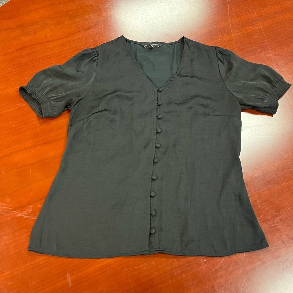 Banana Republic Black Short Sleeve Button Down Blouse sz XS